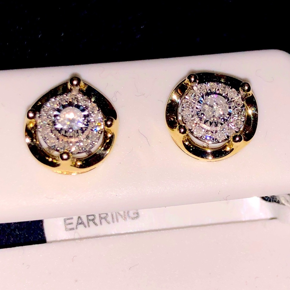10k solid gold real diamond designer earrings SALE